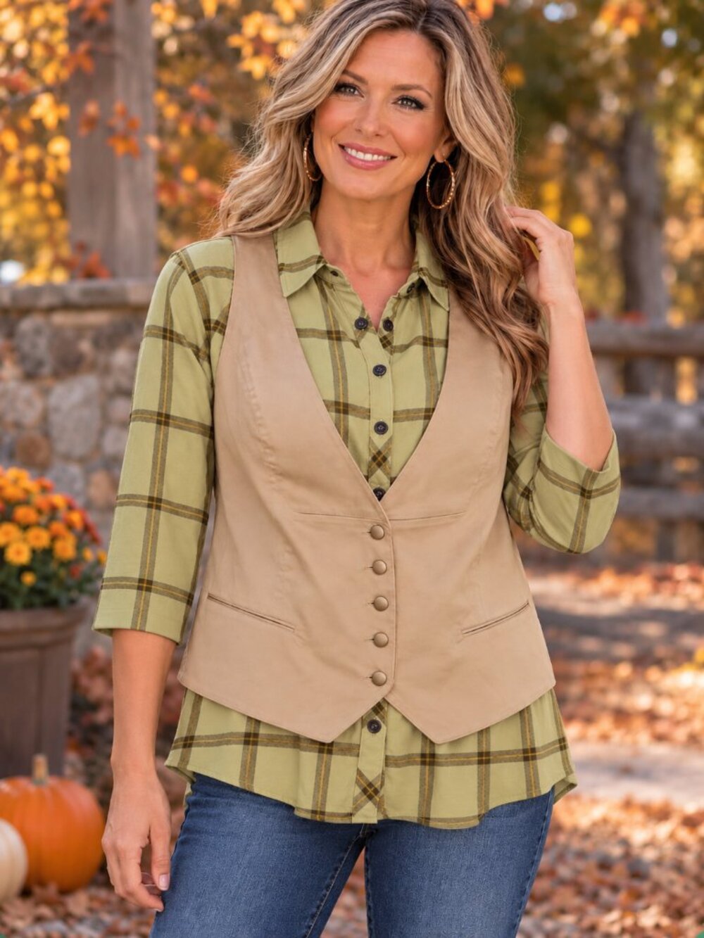 LANE BRYANT Sleeveless Button-Up Tan Vest NWT 24